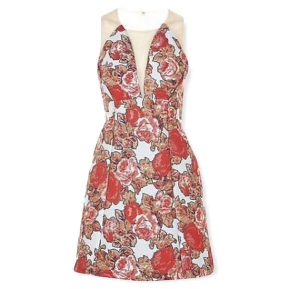 Topshop Women’s Metallic Floral Print Sleeveless Mini Dress Size 4 NWT - Picture 3 of 14